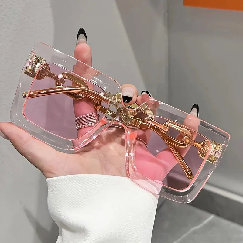 Luxury square fashion glasses for women casual candy color anti glare sun shades for beach party Travel Temu