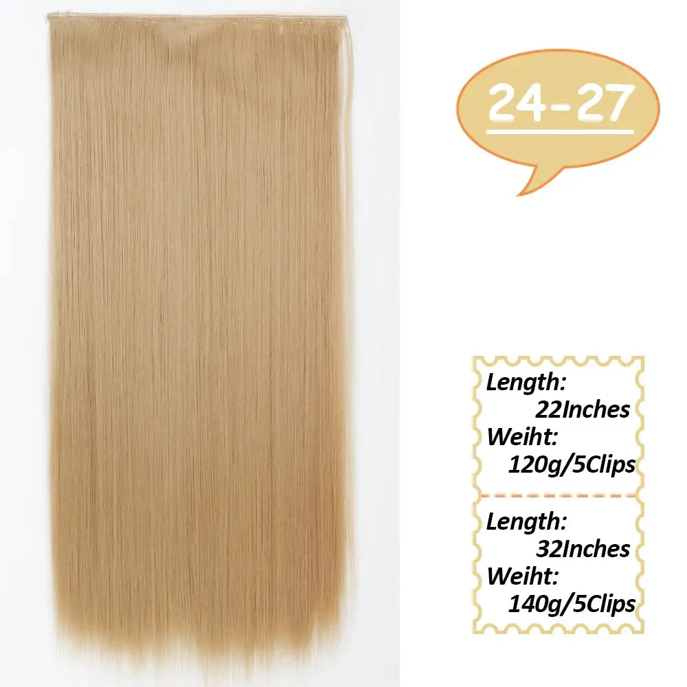NICESY Synthetic Long Wavy 5 Clips Hair Extensions 22Inch/32Inch Clip On Hair Extensions High Tempreture Fake For Women Chic Le'Meek