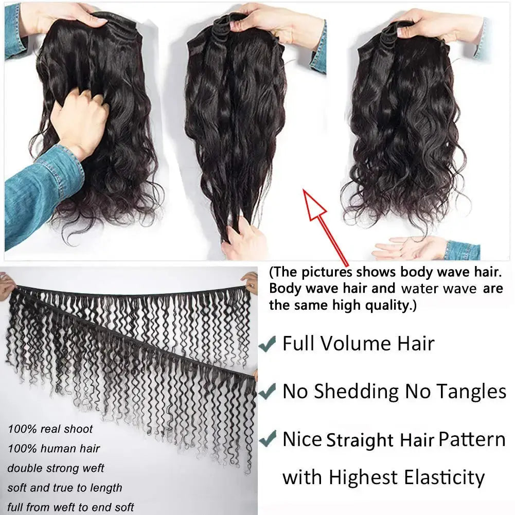 Water Wave Human Hair Bundles Curly Deep Wave 3 Bundles Brazilian Natural Black Human Hair Remy Hair 100% Human Hair Natural Temu