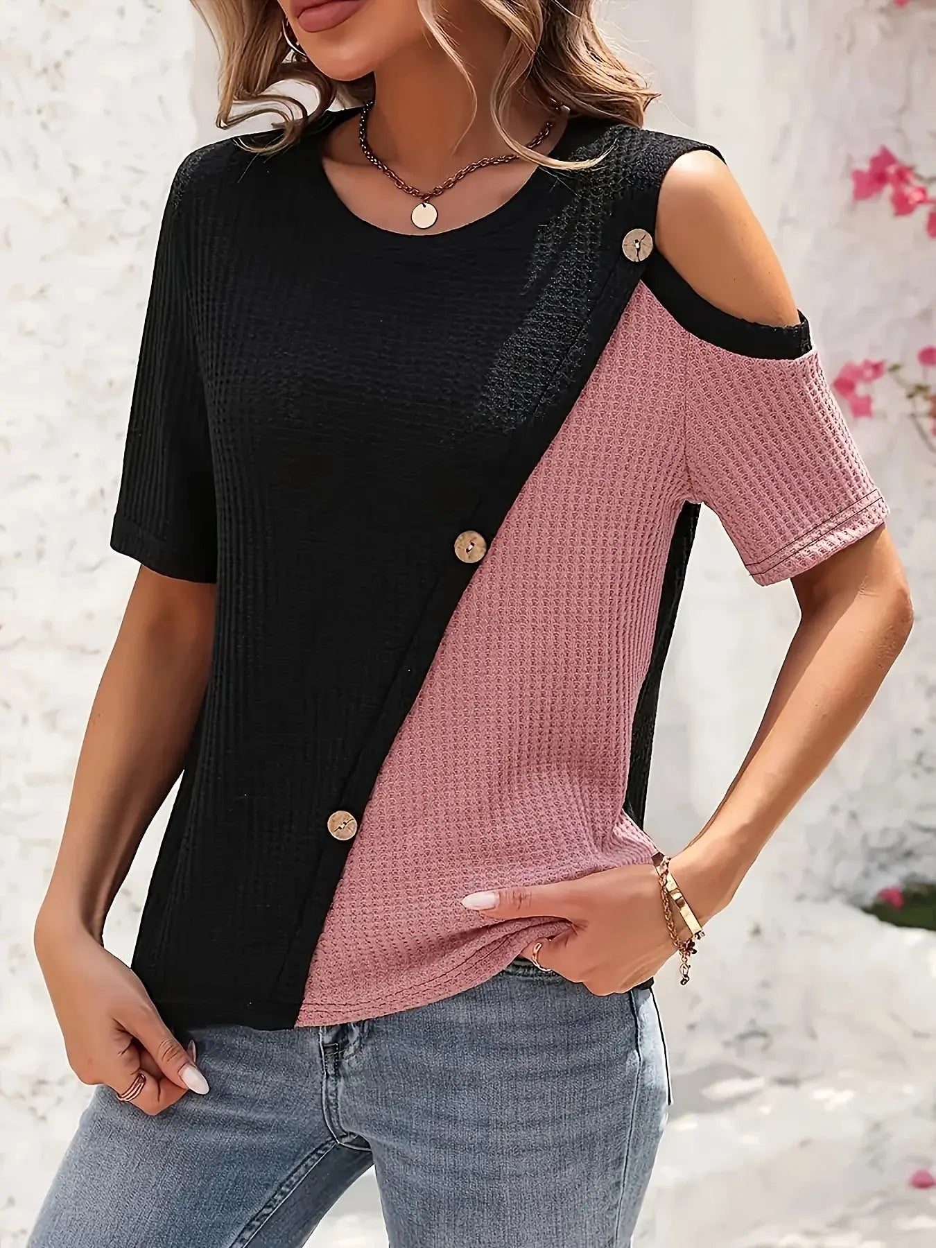 Women Plus Size Woven Spring And Summer T-shirt Chic Le'Meek