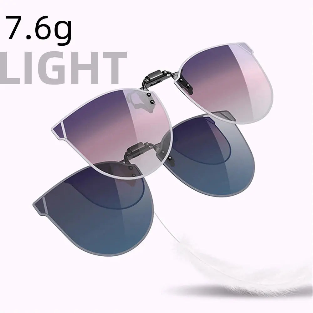 VIVIBEE Gradient Women's Cat Eye Flip Up Clip On Sunglasses Women Driving Polarized Oversized Sun Glasses Purple Eyeglasses Temu