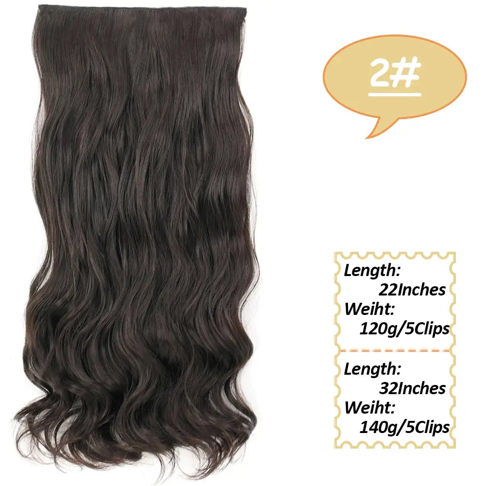 NICESY Synthetic Long Wavy 5 Clips Hair Extensions 22Inch/32Inch Clip On Hair Extensions High Tempreture Fake For Women Chic Le'Meek