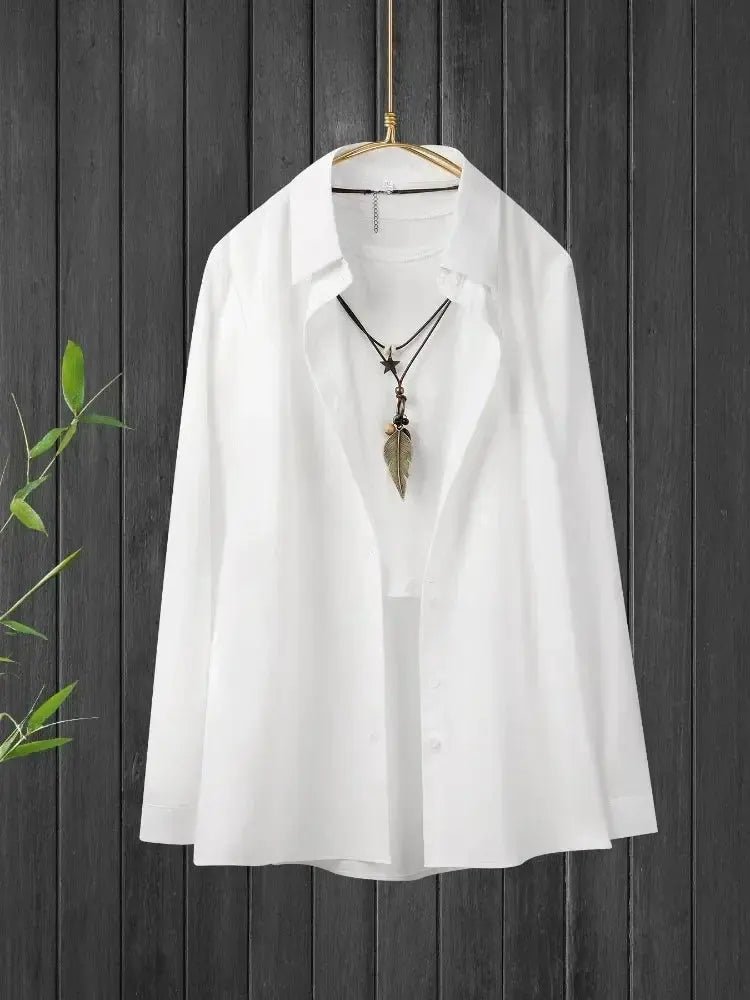 Plus Size Shirts 2025 Summer New Women's Casual Loose Fashion Top Elegant Korean Style Solid Sweet Blouses Single-breasted Lapel Chic Le'Meek