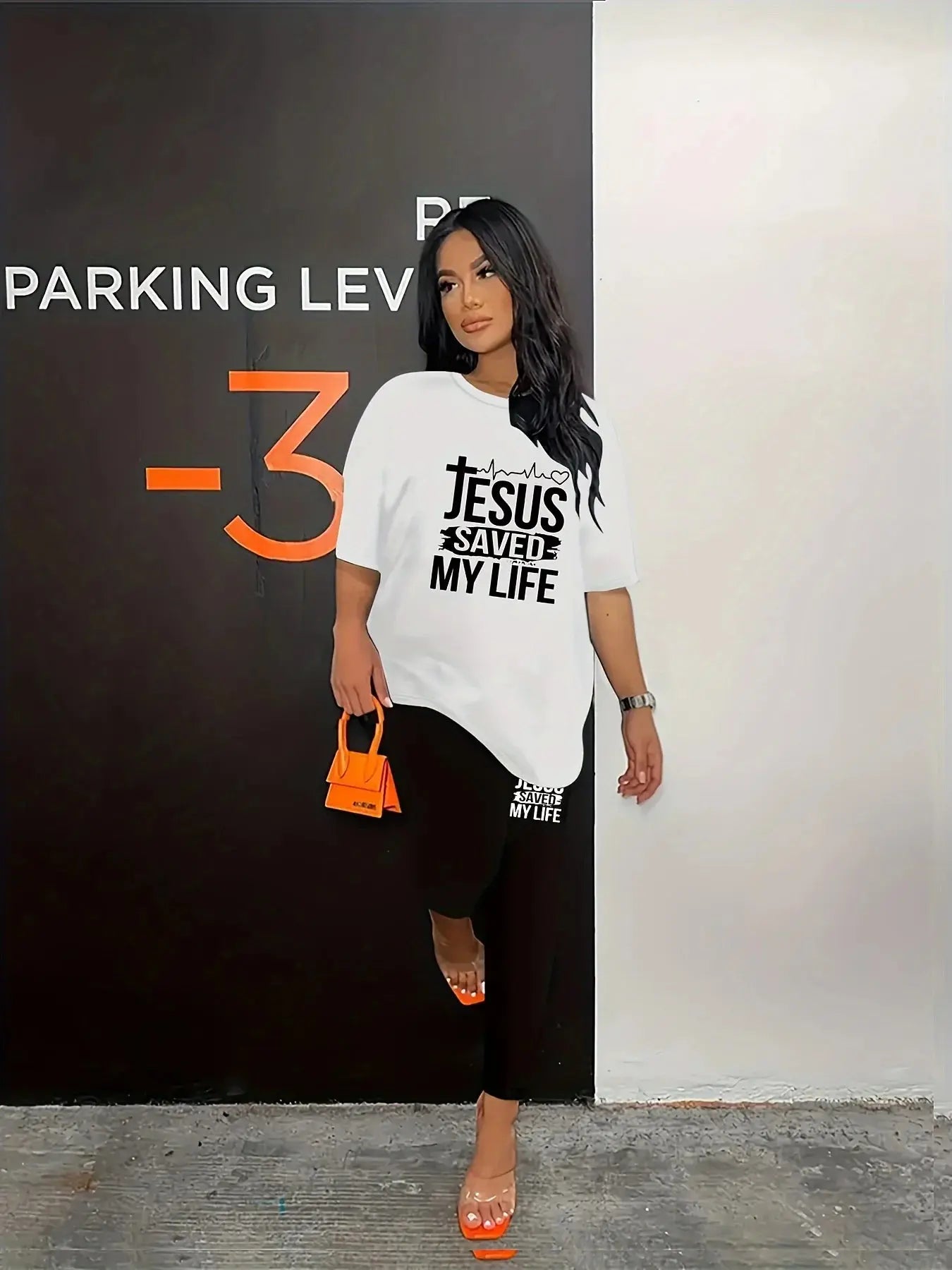 Women's Sports Outfit Plus Size Letter Print Black Short Sleeve T-shirt Temu