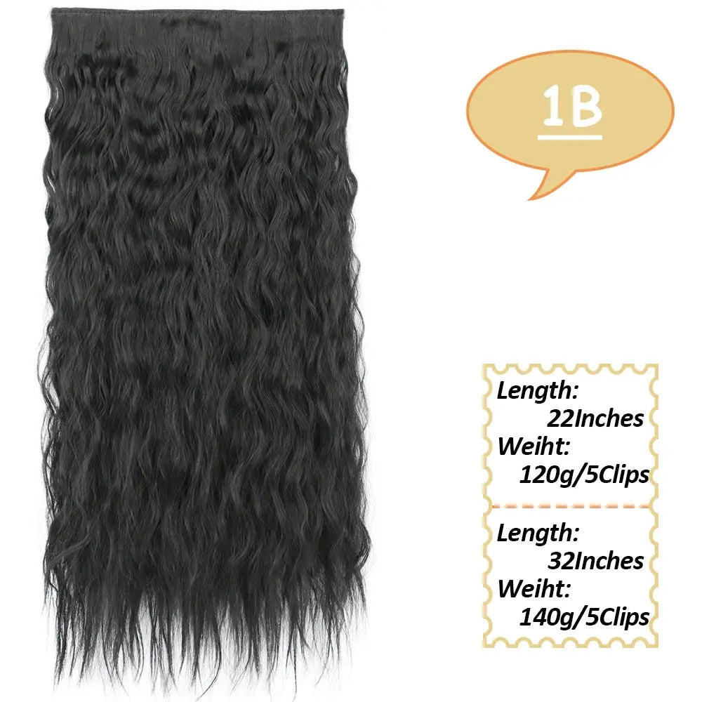 NICESY Synthetic Long Wavy 5 Clips Hair Extensions 22Inch/32Inch Clip On Hair Extensions High Tempreture Fake For Women Chic Le'Meek