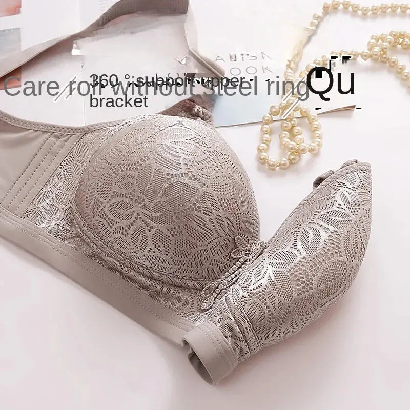 Comfortable Breathable Adjustable Brassiere Thin Section Without Steel Ring Bra Large Breasts Appear Small Side Gathering Bra Chic Le'Meek