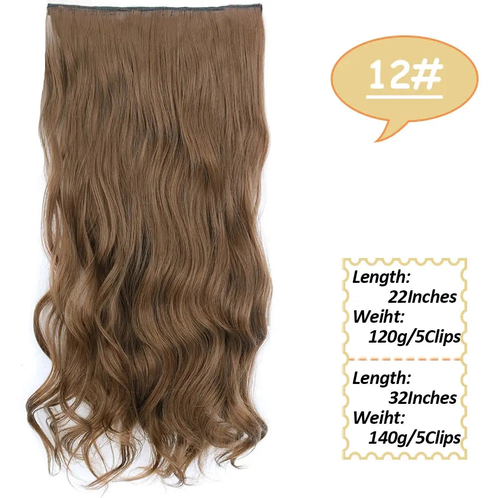 NICESY Synthetic Long Wavy 5 Clips Hair Extensions 22Inch/32Inch Clip On Hair Extensions High Tempreture Fake For Women Chic Le'Meek