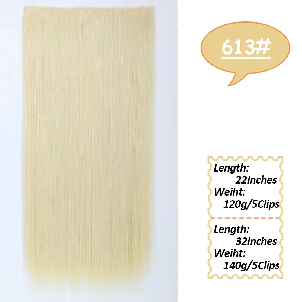 NICESY Synthetic Long Wavy 5 Clips Hair Extensions 22Inch/32Inch Clip On Hair Extensions High Tempreture Fake For Women Chic Le'Meek