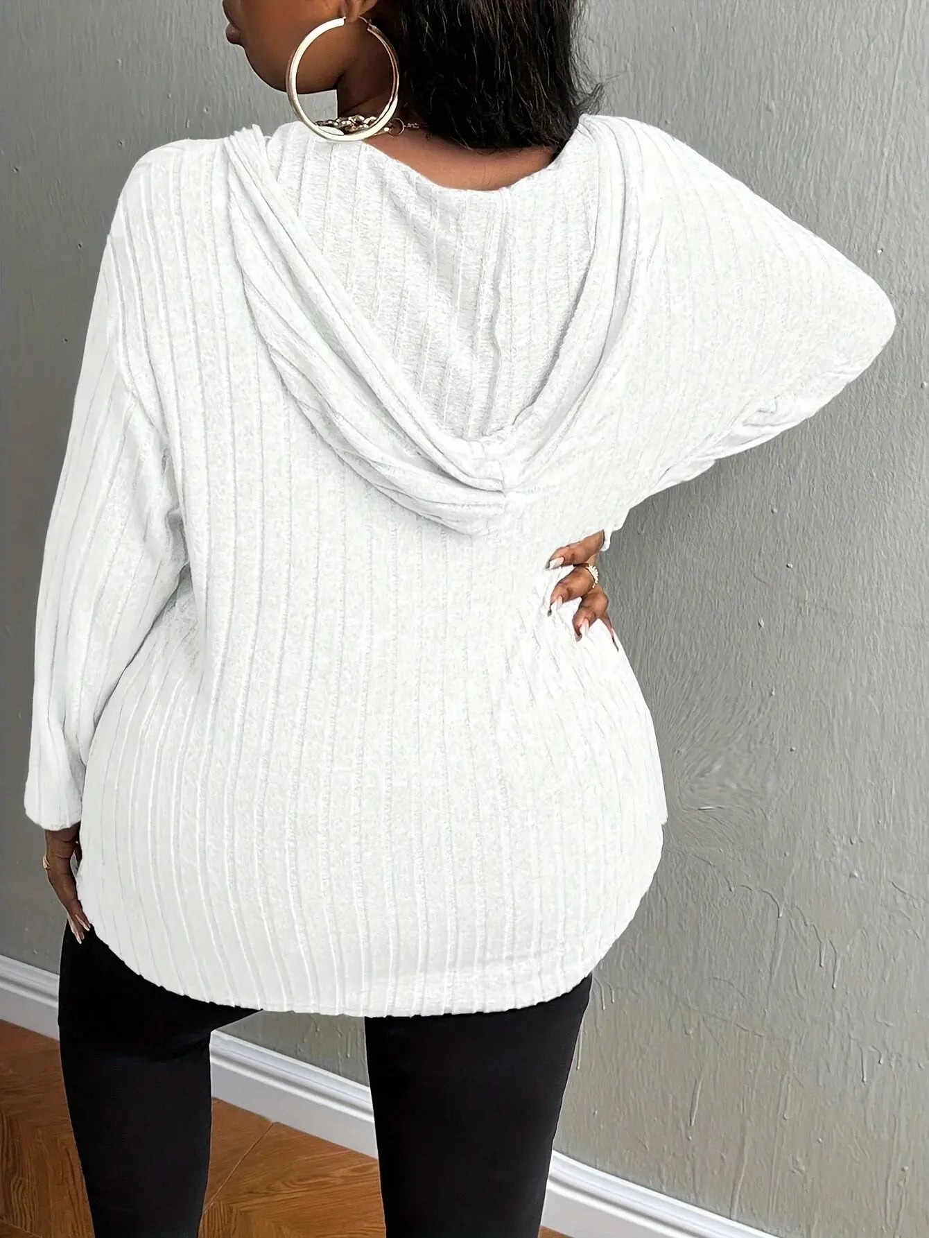 Plus size European and American cross-border autumn and winter new casual solid color half zipper hooded sweatshirt Chic Le'Meek