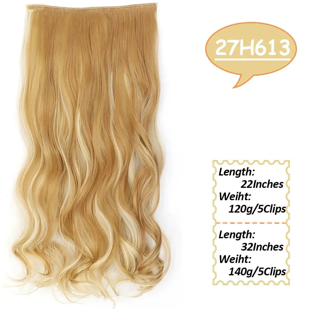 NICESY Synthetic Long Wavy 5 Clips Hair Extensions 22Inch/32Inch Clip On Hair Extensions High Tempreture Fake For Women Chic Le'Meek