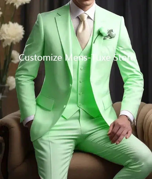 Elegant Wedding Men's Suits Blazer Slim Fit 3 Pcs Jacket Pants Vest Luxury Costume Homme Formal Party Male Clothing Chic Le'Meek