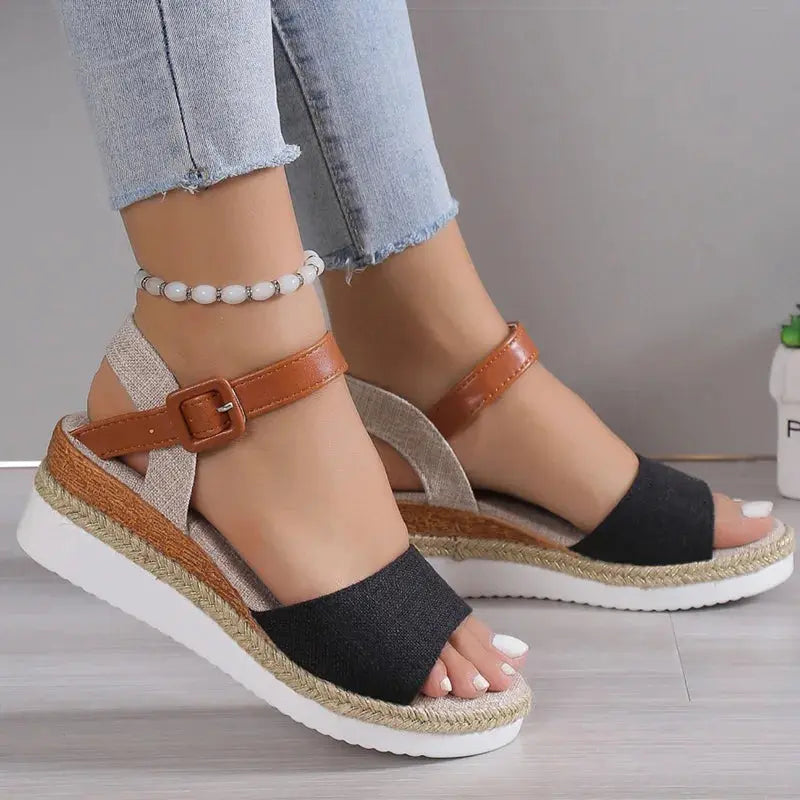 Women's Sandals 2025 New Heels Sandals Summer Wedges Heeled Shoes Woman Low Platform Sandals Women Footwear Summer Shoes Female AliExpress