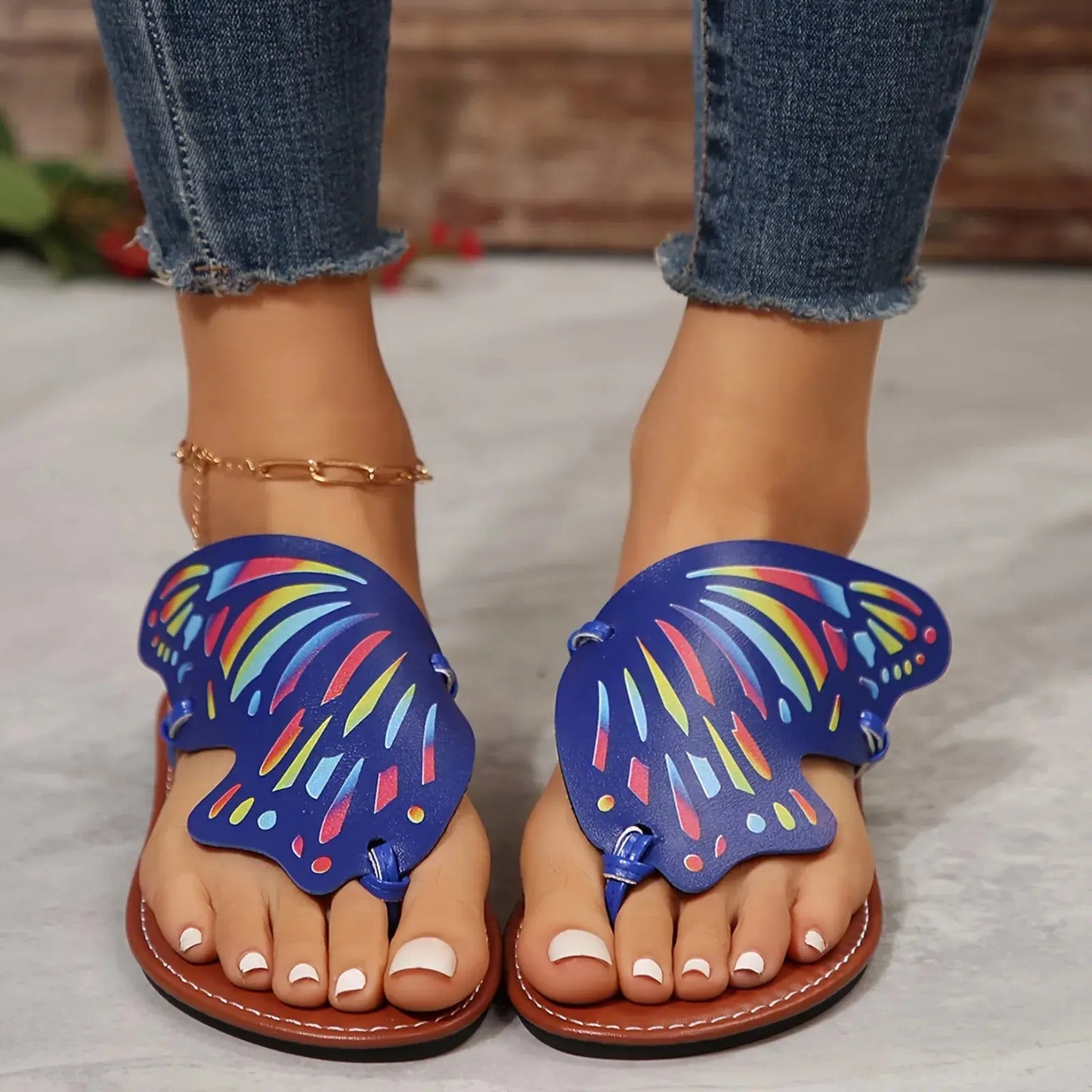 Women'S Heels Sandals Ladies Summer Casual Colourful Butterfly Soft Leather Beach Outer Wear Large Size Beach Sandals For Women AliExpress