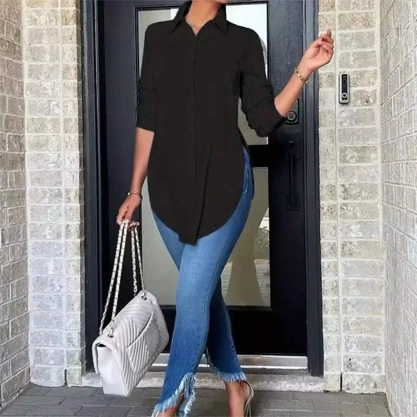 Plus Size Female Blouse 2025 Summer New Women Fashion Solid Color Long Sleeve Shirt Casual Street Wear Loose Fit Simple Cool Top Chic Le'Meek