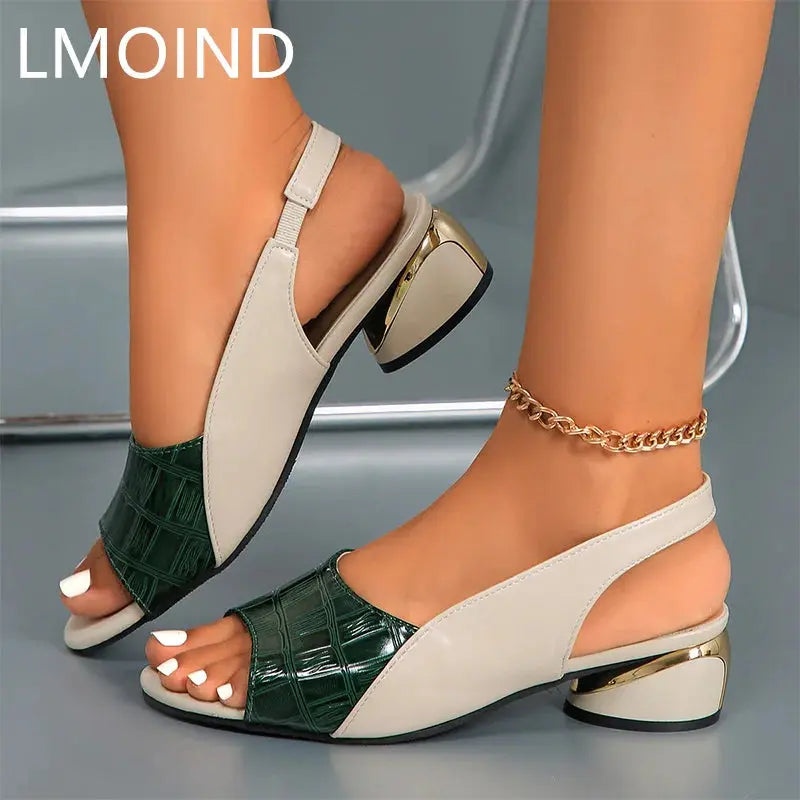 Women Mid Heels Sandals Fashion Dress Chunky Open Toe Shoes New Casual Designer Pumps Classic Brand Femme Zapatos AliExpress