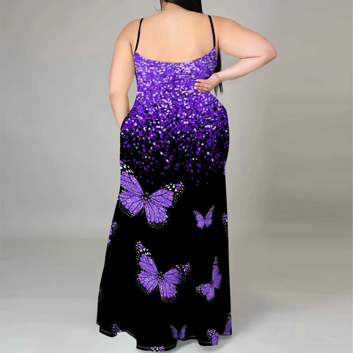Plus Size Womens Sexy Casual Dresses for Curvy Women 3D Printed halterneck Leeveless Slip Dress Loose Maxi Dress Chic Le'Meek