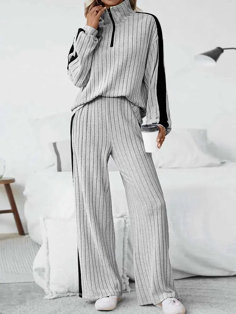 2piece Woman Outfit 3xl 4xl 5xl Female Clothing Spring Ribbed Knit Top and Trouser Plus Size Elegant Sets Wholesale Dropshipping Chic Le'Meek