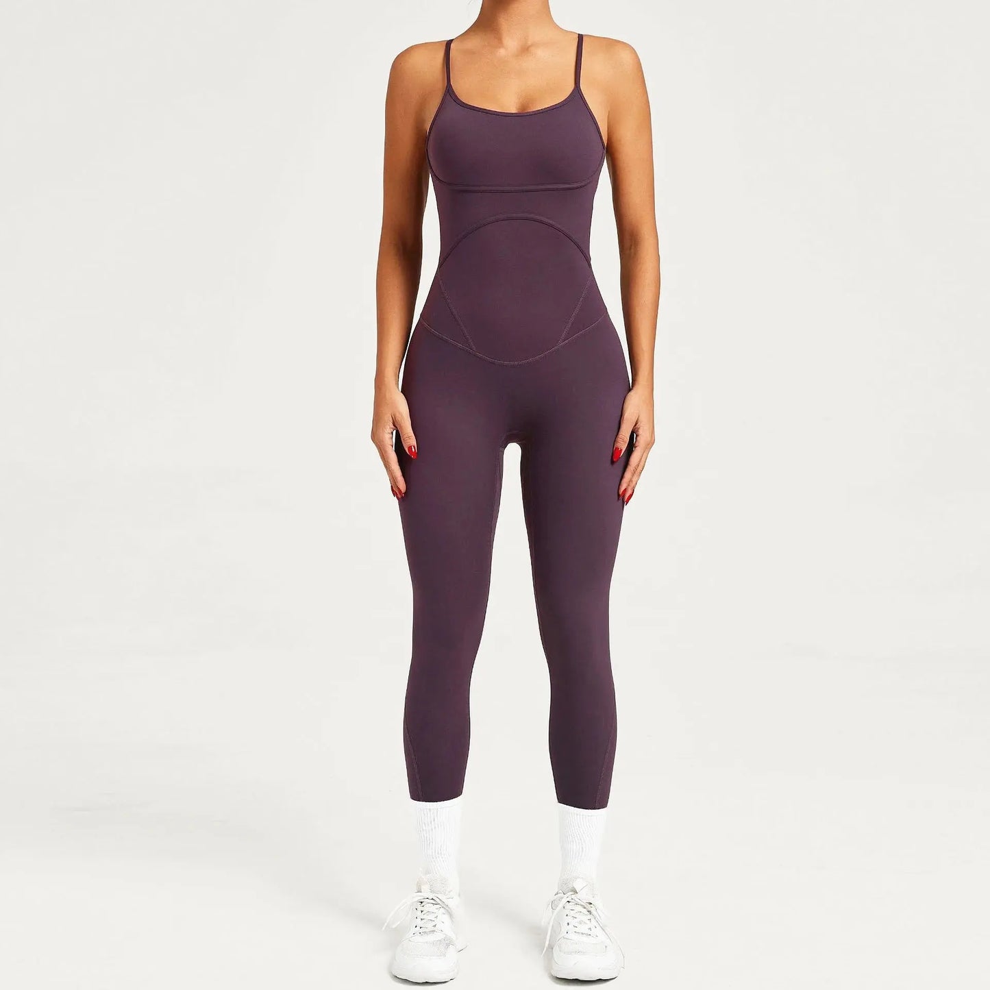 Pad Sports Fitness Jumpsuit Cross Open Back Adjustable Strap Hip Lift Tight Slim Fitness Yoga Set Gym Running Sports Wear XP96 Chic Le'Meek