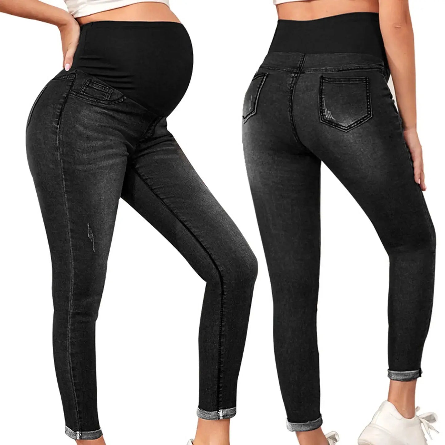 Pregnant Women High Waist Support Belly Jeans Maternity Hip Lifting Elastic Denim Pants AliExpress
