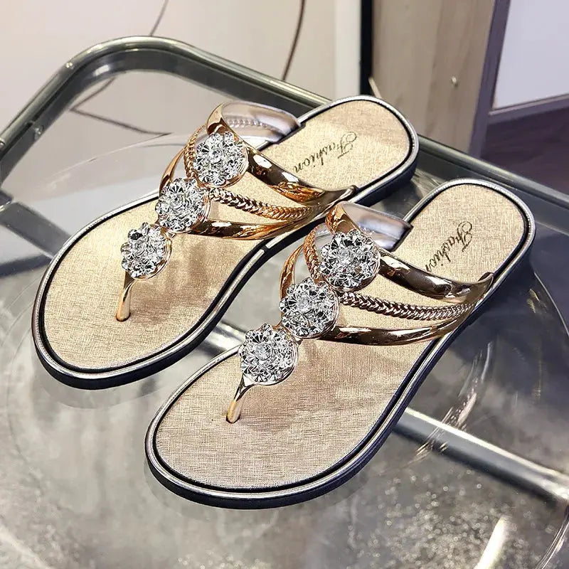 Women's Flip Flops Outdoor Sandals Anti-Slip Flat Bottom Pedal Beach Shoes Comfortable Slip-On Summer Footwear AliExpress