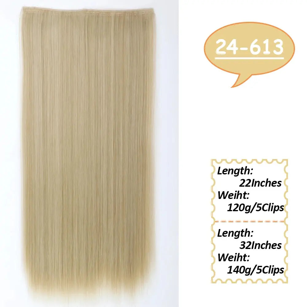 NICESY Synthetic Long Wavy 5 Clips Hair Extensions 22Inch/32Inch Clip On Hair Extensions High Tempreture Fake For Women Chic Le'Meek