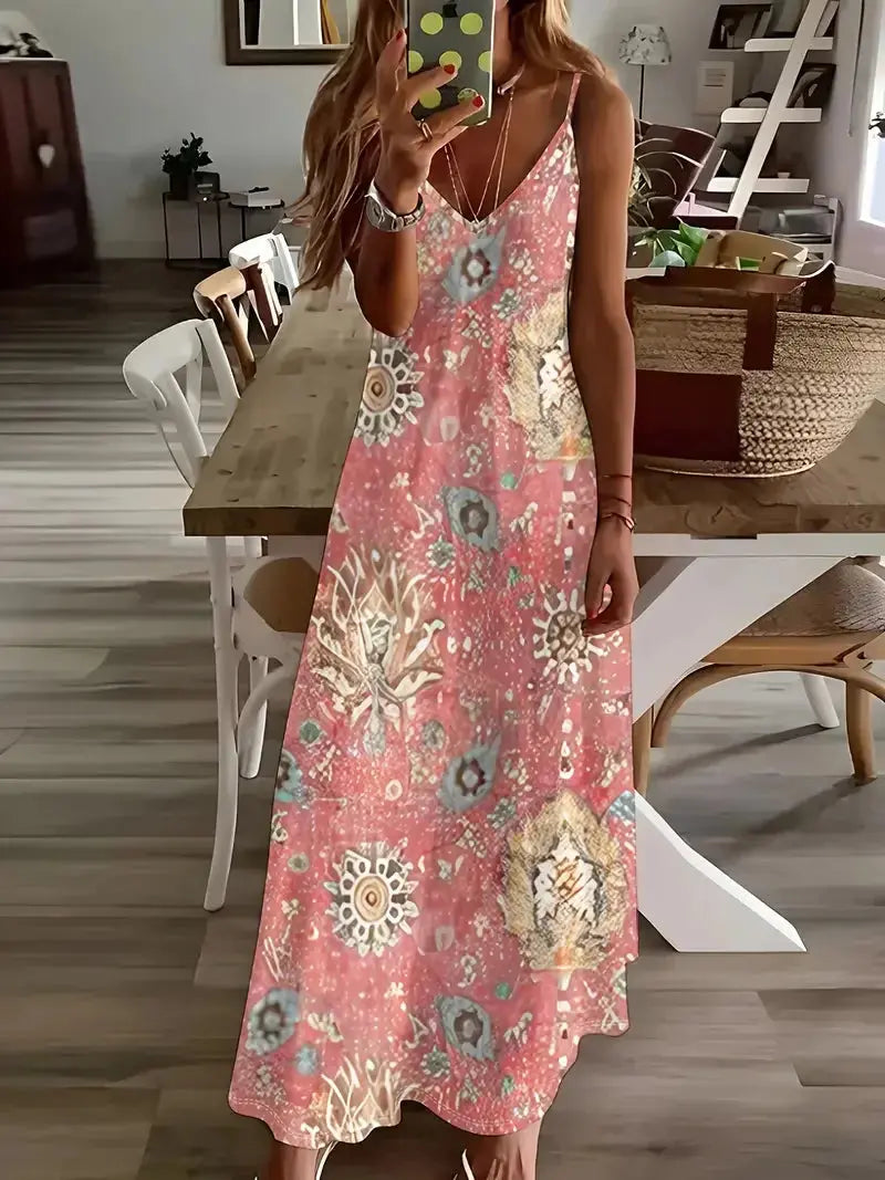 Summer Bohemian Style Women's Suspender Skirt Long A-line Oversized Casual Dress Women's Elegant New Summer Loose Beach Clothes Chic Le'Meek