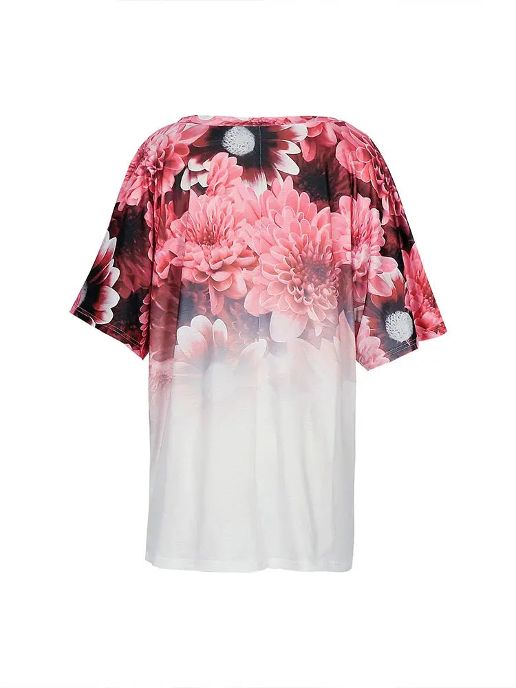 Plus Size Women's V Neck Short Sleeve T Shirt Round Neck Pullover Casual Printed Pattern Summer Best Choice Chic Le'Meek