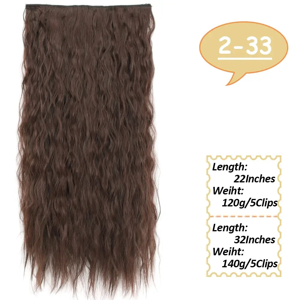 NICESY Synthetic Long Wavy 5 Clips Hair Extensions 22Inch/32Inch Clip On Hair Extensions High Tempreture Fake For Women Chic Le'Meek