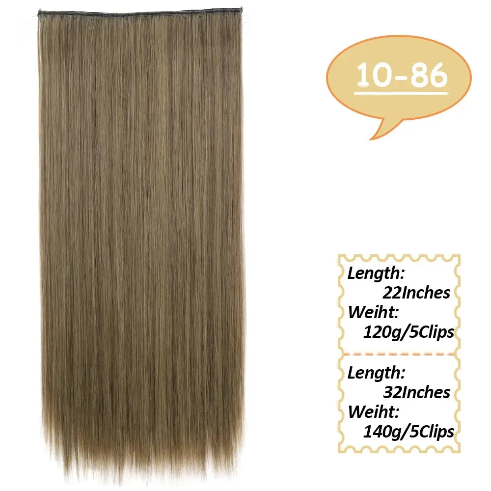 NICESY Synthetic Long Wavy 5 Clips Hair Extensions 22Inch/32Inch Clip On Hair Extensions High Tempreture Fake For Women Chic Le'Meek
