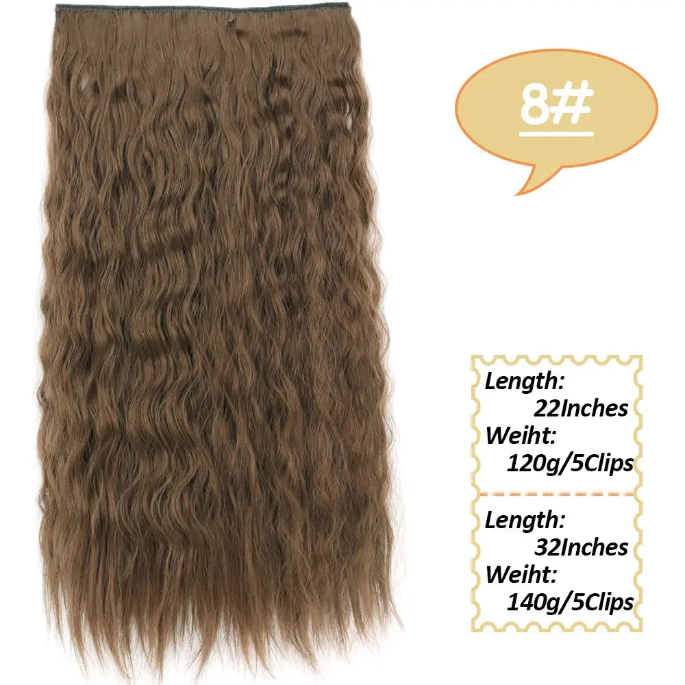 NICESY Synthetic Long Wavy 5 Clips Hair Extensions 22Inch/32Inch Clip On Hair Extensions High Tempreture Fake For Women Chic Le'Meek