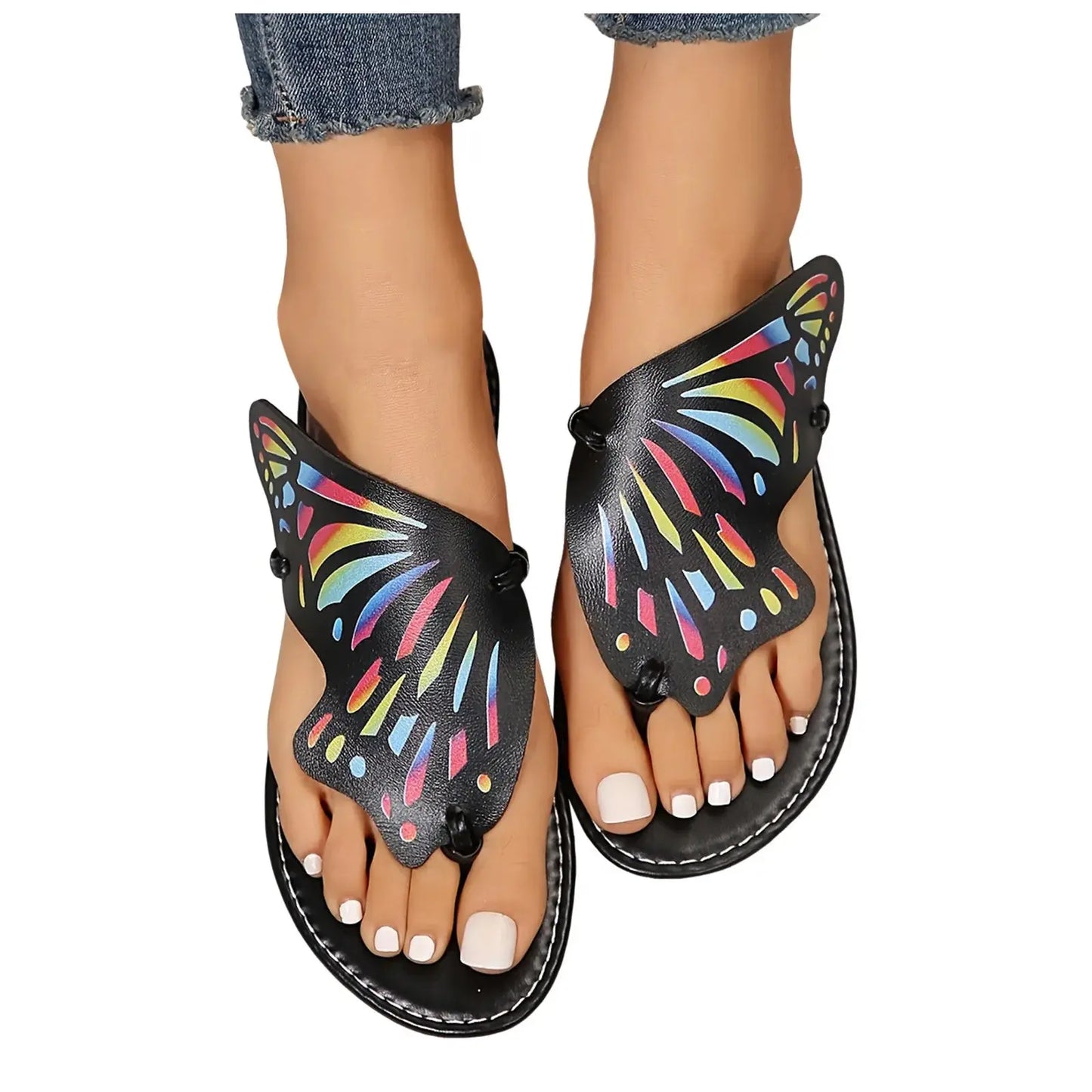 Women'S Heels Sandals Ladies Summer Casual Colourful Butterfly Soft Leather Beach Outer Wear Large Size Beach Sandals For Women AliExpress