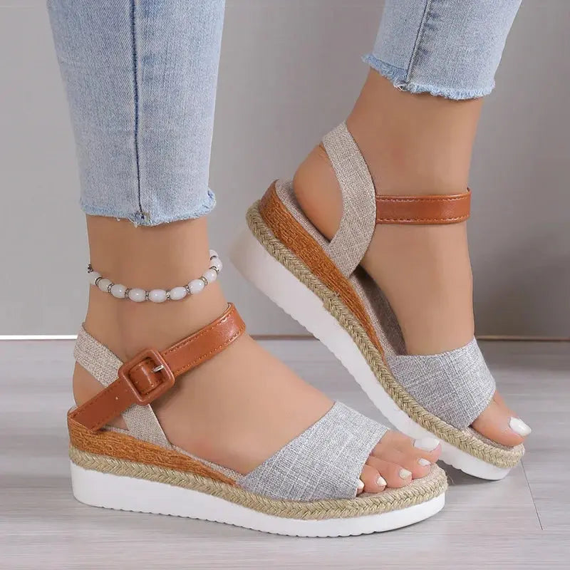 Women's Sandals 2025 New Heels Sandals Summer Wedges Heeled Shoes Woman Low Platform Sandals Women Footwear Summer Shoes Female AliExpress