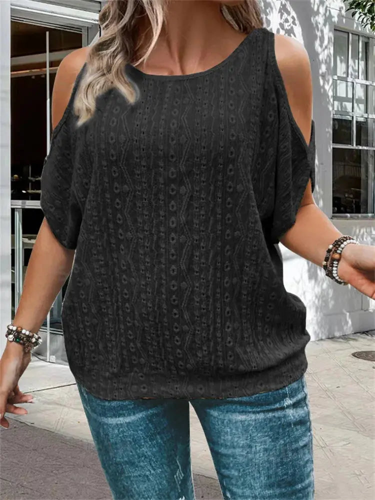 plus sizeLarge Hole Jacquard strapless t-shirt AliExpress