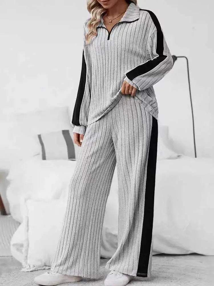 2piece Woman Outfit 3xl 4xl 5xl Female Clothing Spring Ribbed Knit Top and Trouser Plus Size Elegant Sets Wholesale Dropshipping Chic Le'Meek