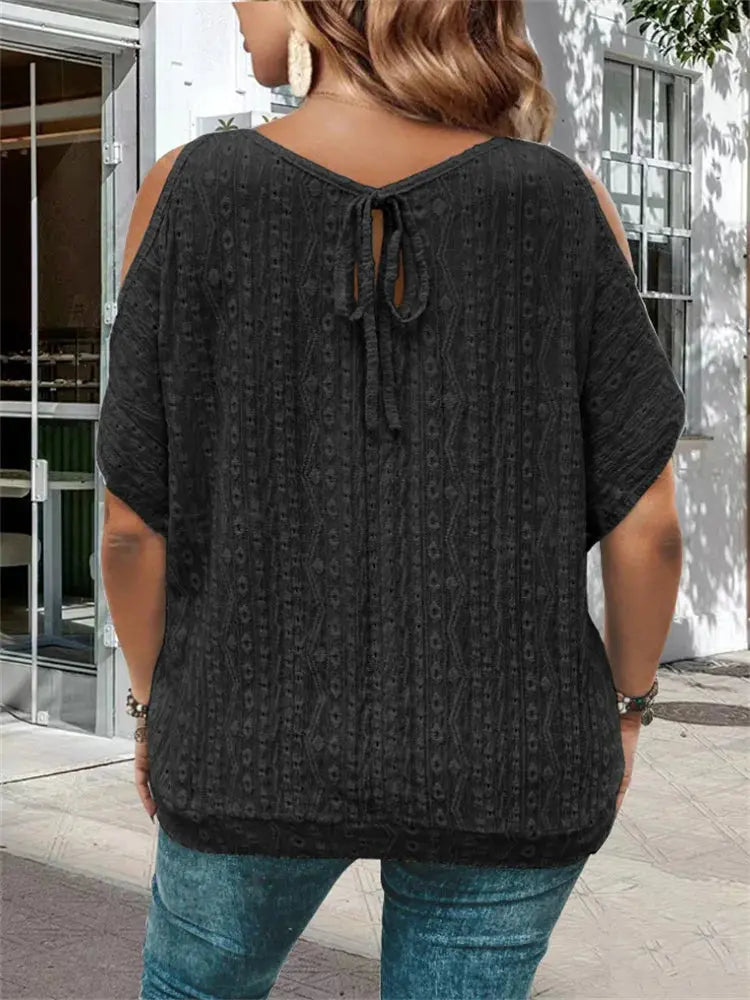 plus sizeLarge Hole Jacquard strapless t-shirt AliExpress