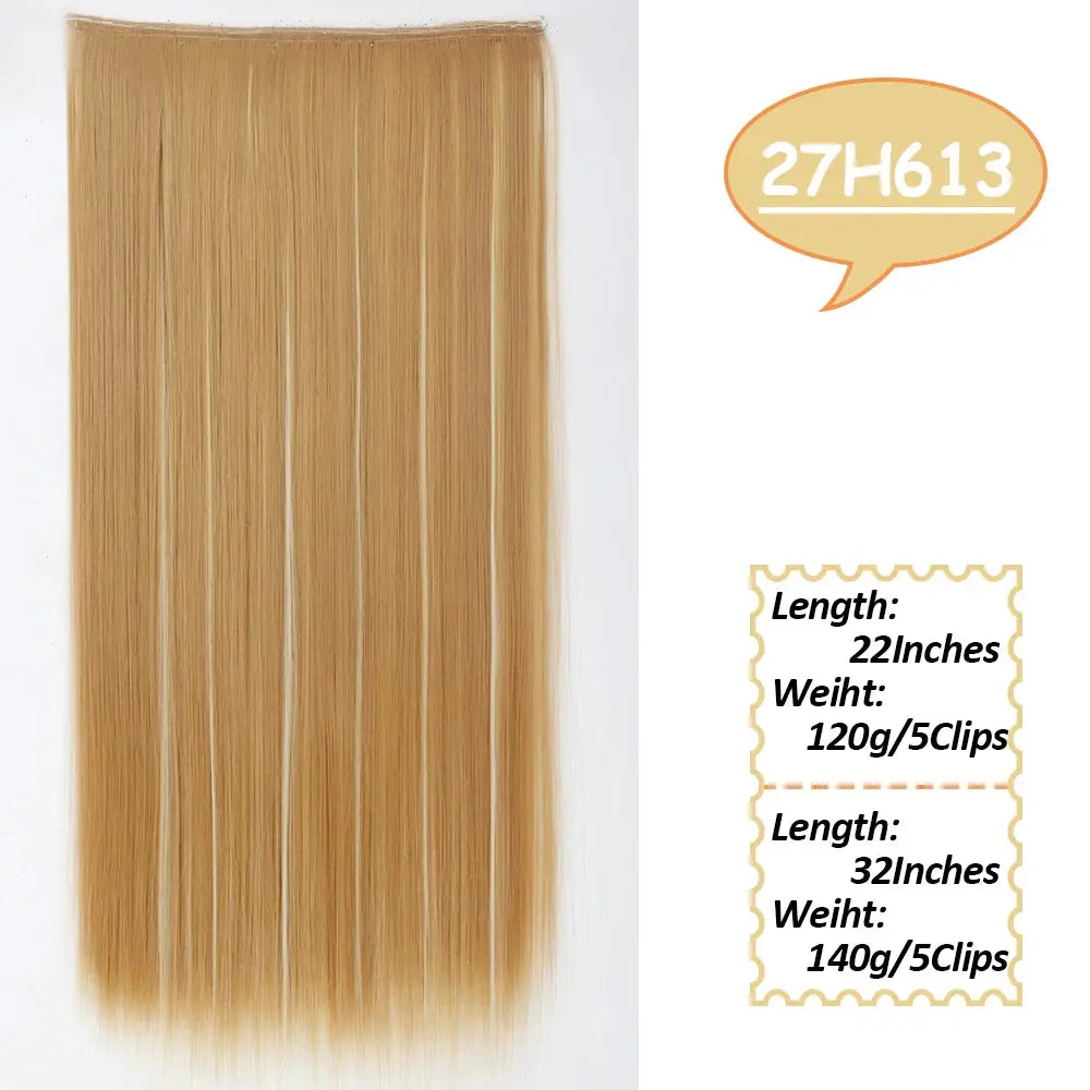 NICESY Synthetic Long Wavy 5 Clips Hair Extensions 22Inch/32Inch Clip On Hair Extensions High Tempreture Fake For Women Chic Le'Meek