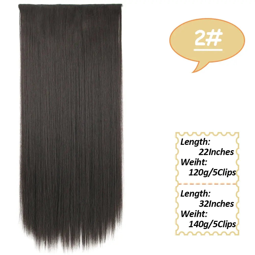 NICESY Synthetic Long Wavy 5 Clips Hair Extensions 22Inch/32Inch Clip On Hair Extensions High Tempreture Fake For Women Chic Le'Meek