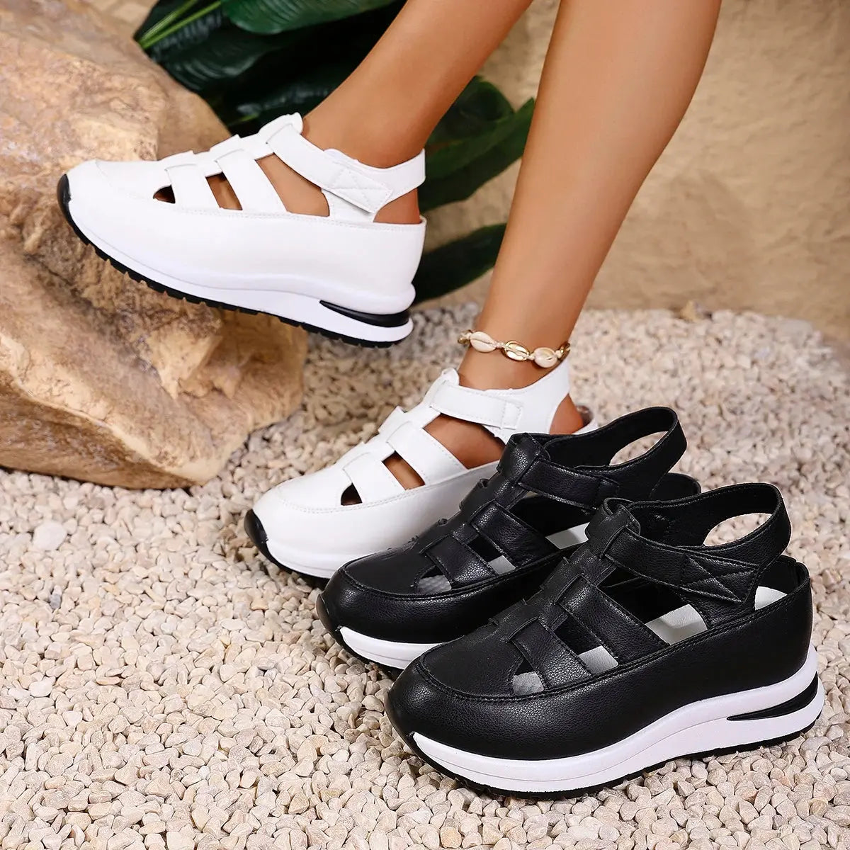 Women Sandals New High Quality Buckle Strap Sandals Women New Closed Toe Office and Career Summer Solid Wedge Shoes for Women AliExpress