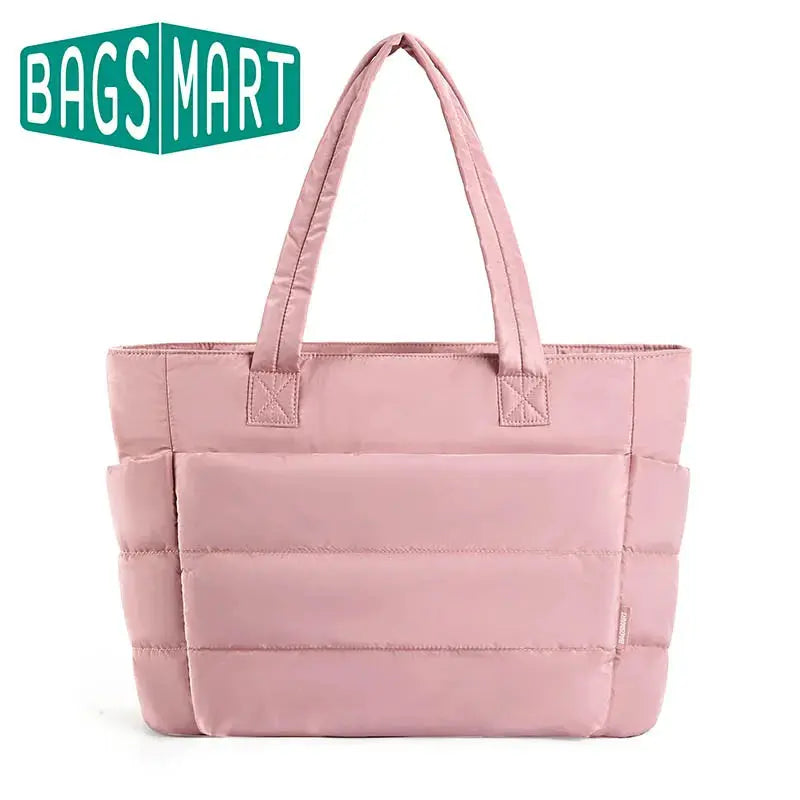 BAGSMART The Bubble Tote Bag Cotton Padded Female Quilting Puffy Shoulder Shopper Purse Simple Daily Handbag Women's Bags Temu
