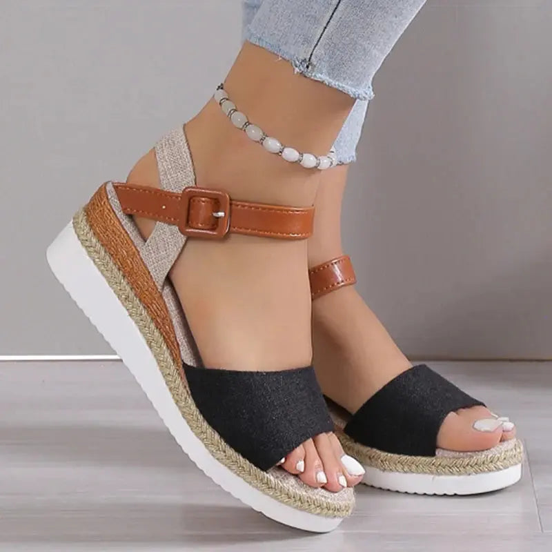 Women's Sandals 2025 New Heels Sandals Summer Wedges Heeled Shoes Woman Low Platform Sandals Women Footwear Summer Shoes Female AliExpress