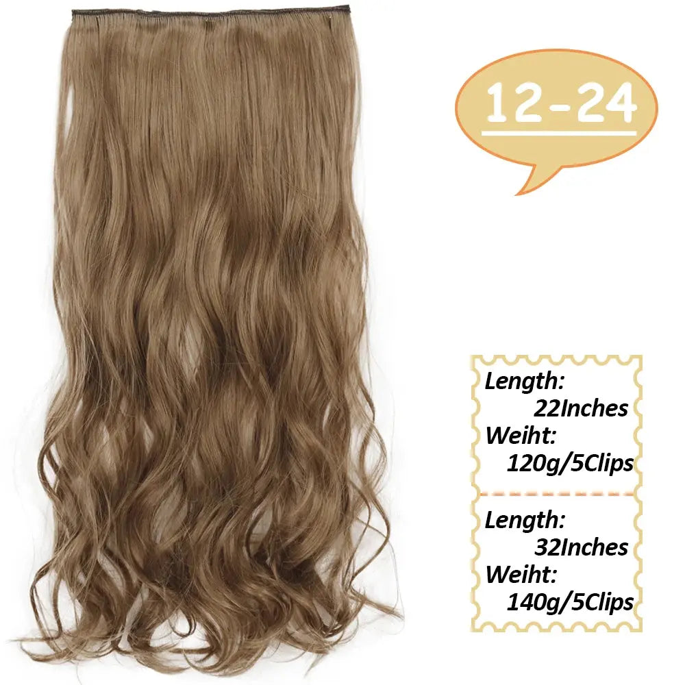 NICESY Synthetic Long Wavy 5 Clips Hair Extensions 22Inch/32Inch Clip On Hair Extensions High Tempreture Fake For Women Chic Le'Meek