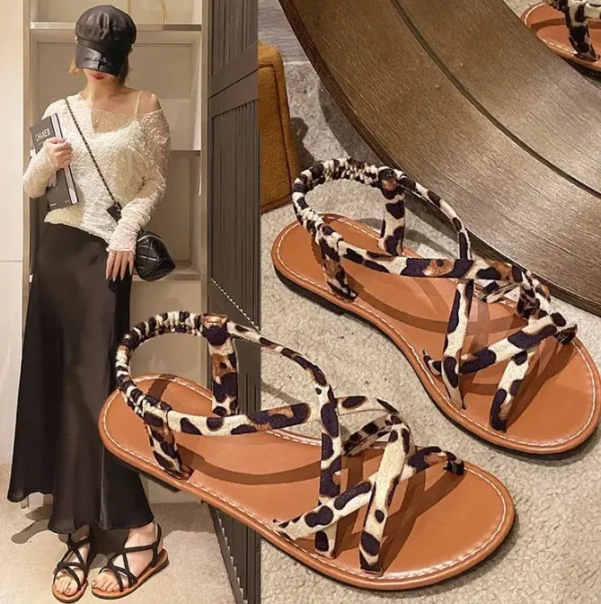 Flats Leopard Sandals Women Cozy Casual Shoes Walking New Walking Slippers 2024 Summer Outdoor Beach Slides Flip Flops AliExpress