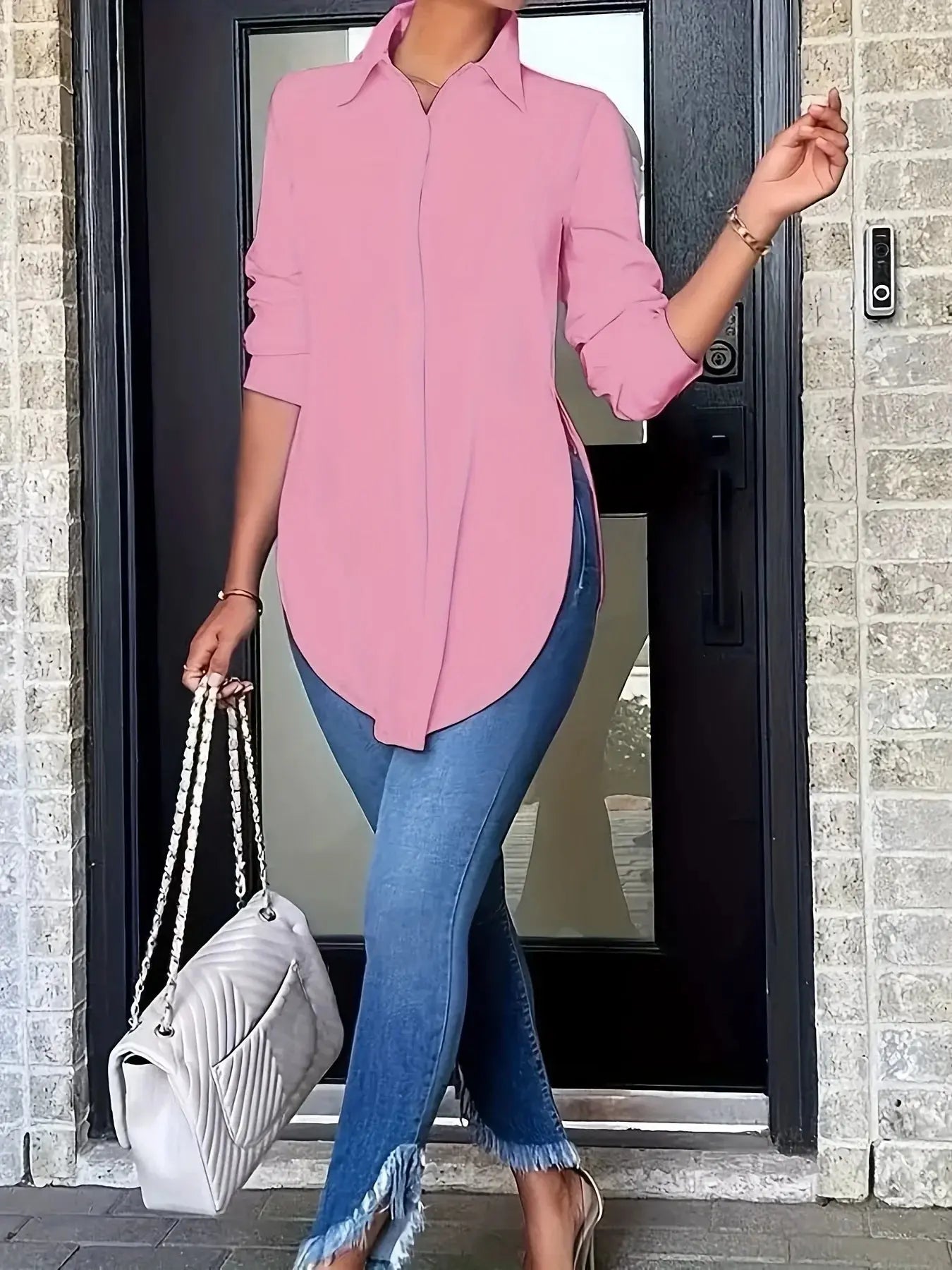 Plus Size Female Blouse 2025 Summer New Women Fashion Solid Color Long Sleeve Shirt Casual Street Wear Loose Fit Simple Cool Top Chic Le'Meek
