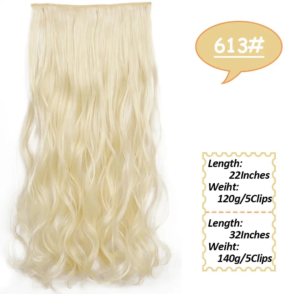 NICESY Synthetic Long Wavy 5 Clips Hair Extensions 22Inch/32Inch Clip On Hair Extensions High Tempreture Fake For Women Chic Le'Meek