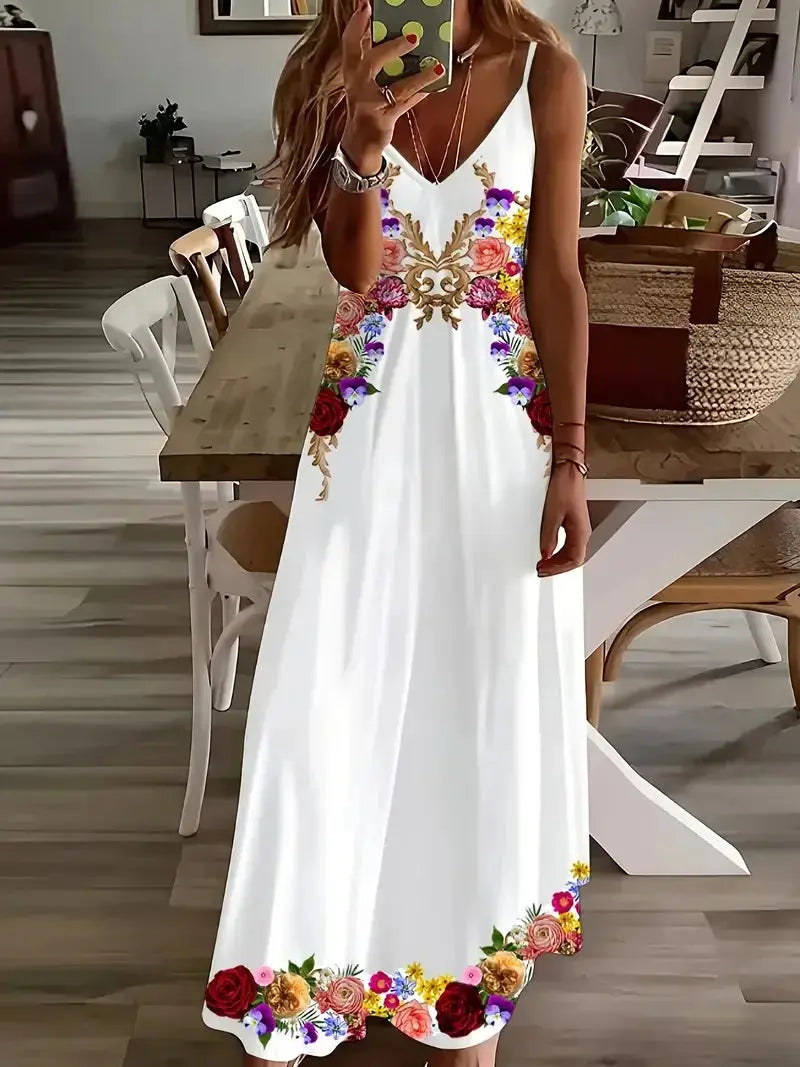 Summer Bohemian Style Women's Suspender Skirt Long A-line Oversized Casual Dress Women's Elegant New Summer Loose Beach Clothes Chic Le'Meek