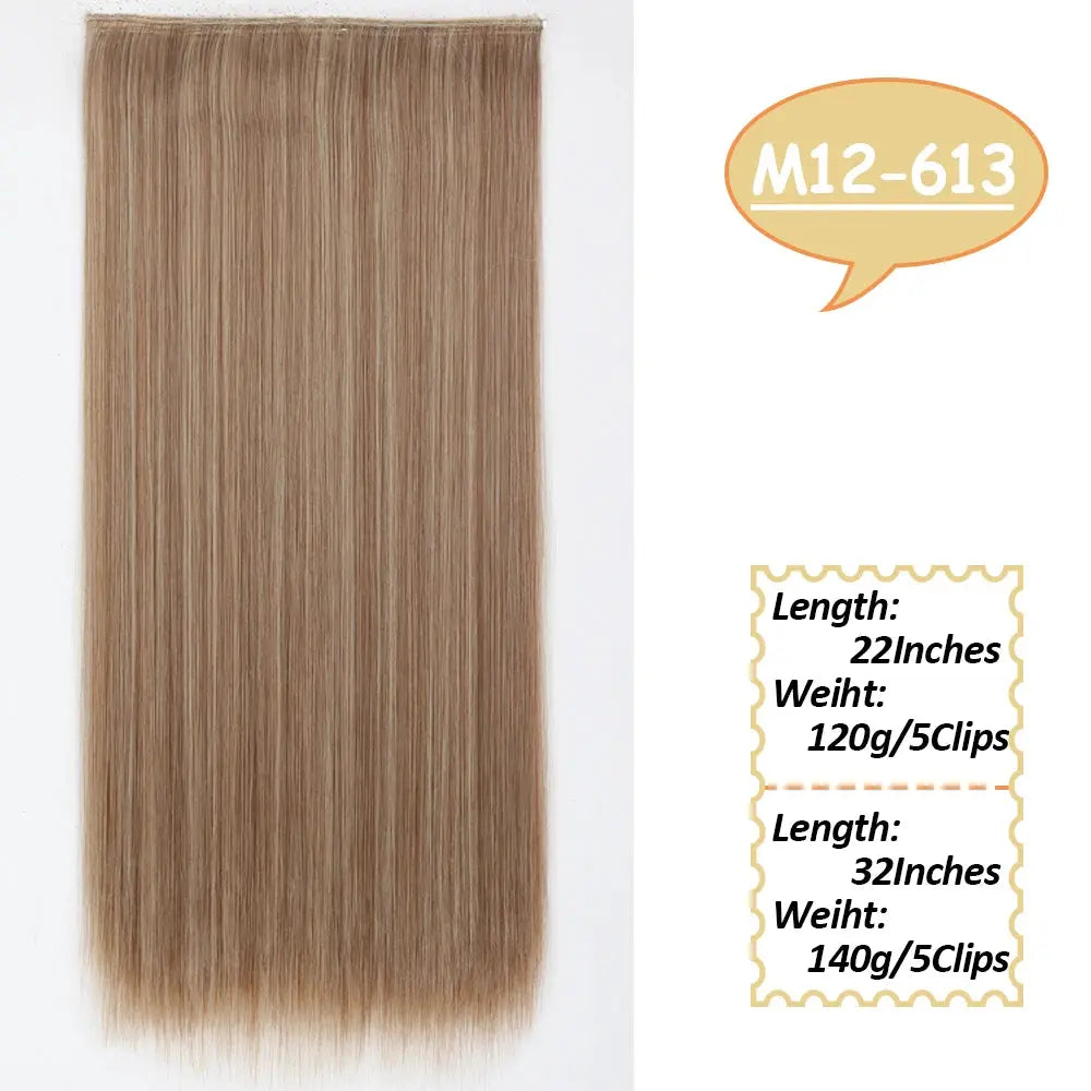 NICESY Synthetic Long Wavy 5 Clips Hair Extensions 22Inch/32Inch Clip On Hair Extensions High Tempreture Fake For Women Chic Le'Meek