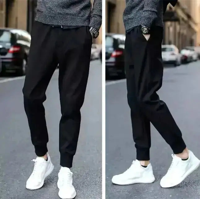 Lamb Velvet Men's Pants Thiened Fce Winter Warm Large Size down Dstring Casual Trousers Straight Leg Long Pants Chic Le'Meek