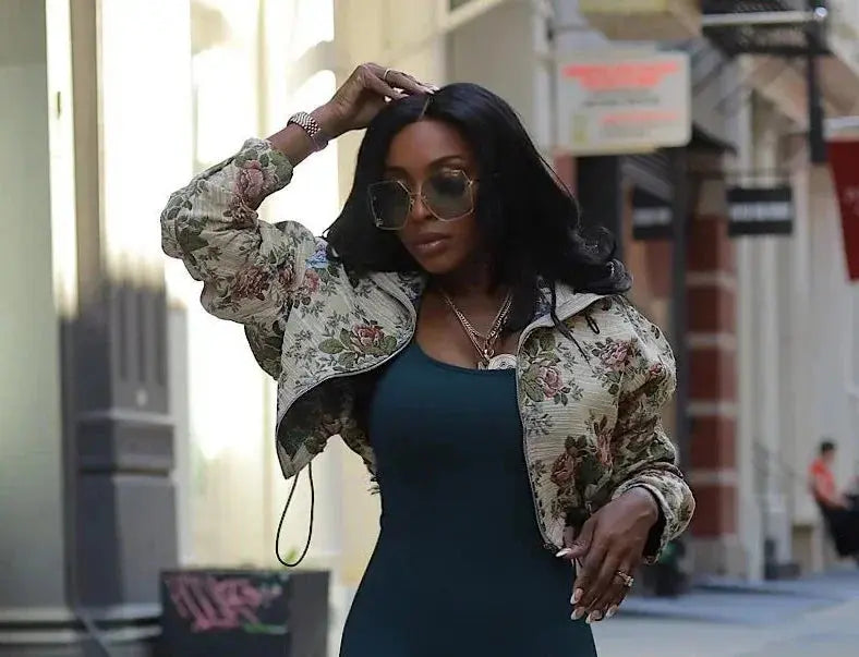 CM.YAYA Washed Denim Women's Set Full Sleeve Floral Jacket and Pockets Cargo Jeans Pants Suit 2024 Street Two 2 Piece Set Outfit Chic Le'Meek