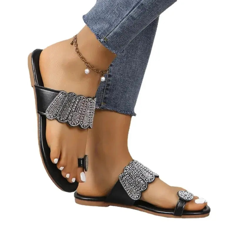 Summer Outside Modern Slippers Flat with Sexy Ladies Shoes 2024 Hot Sale Solid Bling Women's Slippers Zapatillas De Mujer Beach Temu
