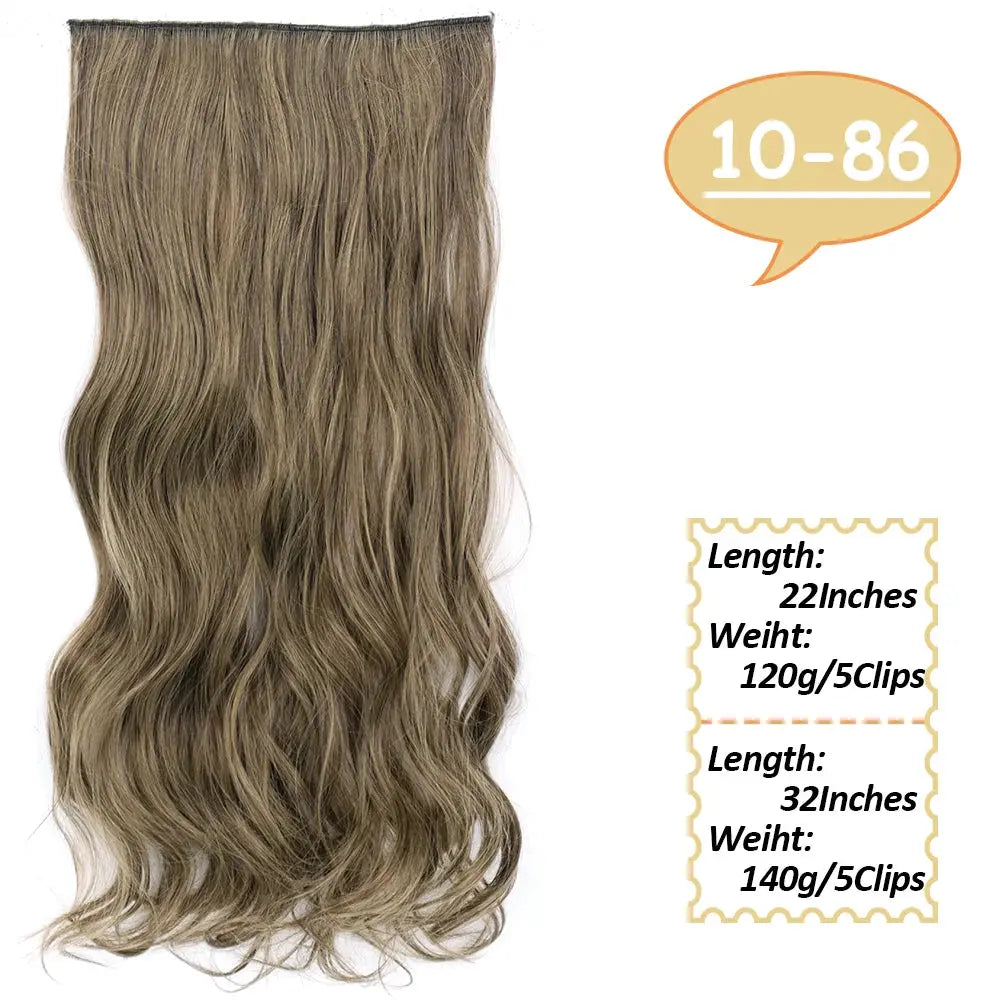 NICESY Synthetic Long Wavy 5 Clips Hair Extensions 22Inch/32Inch Clip On Hair Extensions High Tempreture Fake For Women Chic Le'Meek